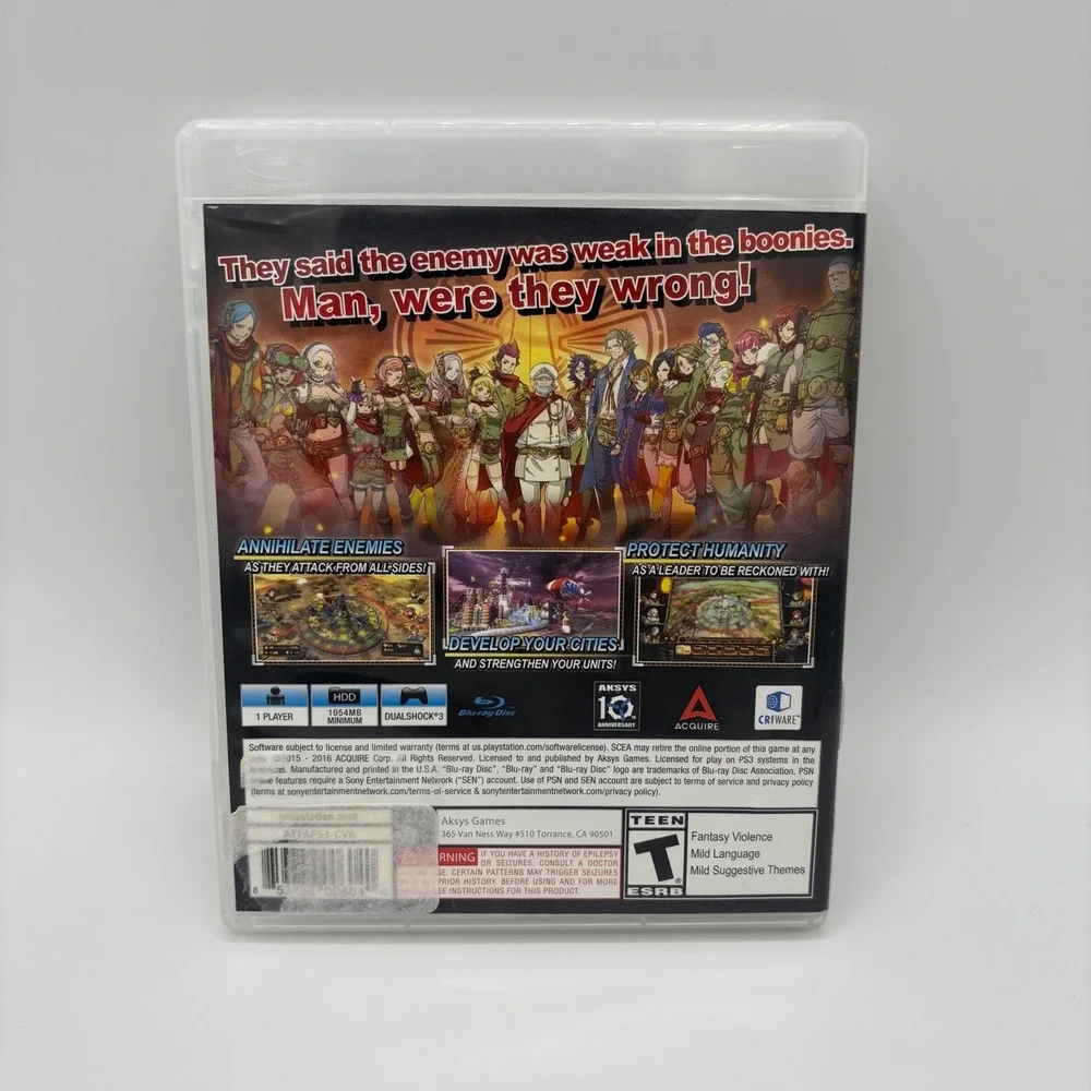 Aegis of Earth Protonovus‎ Assault PS3 PlayStation 3 Game Disc Manual Case CIB